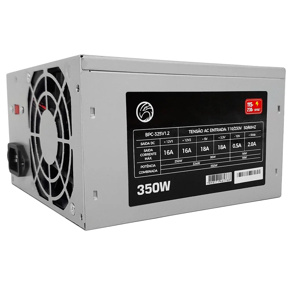 Fonte 350w Brazil PC, Bivolt Manual, Oem - Bpc-325v1.2