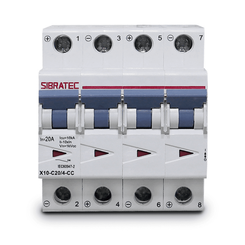 Disjuntor Mini Din Fotovoltaico 1000vcc | TetraPolegadasar X10 20a | Ruptura 10ka