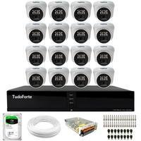 Kit 16 Câmeras De Segurança Dome Interna, FULL HD 1080p, Visão Noturna De 20m 2.8mm + Dvr TFULL HDx 3316, 16 Canais + HD 2TB Barracuda