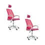 Kit 2 Cadeiras Escritório Diretor Oficial Tela Mesh Com Encosto Rosa