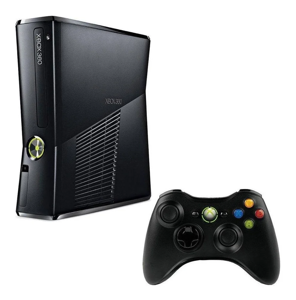 Microsoft XBOX 360 Slim 4gb Standard Cor Matte Black 2 Controles + Kinect + 1 Jogo