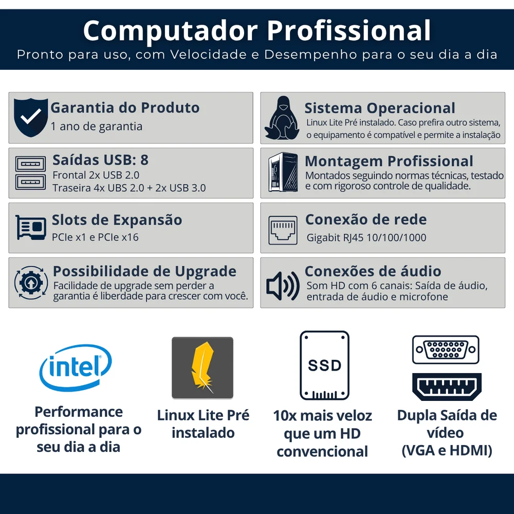 Computador  Intel Core i5 Quarta Geração 16gb Ddr3  SSD240 Gb