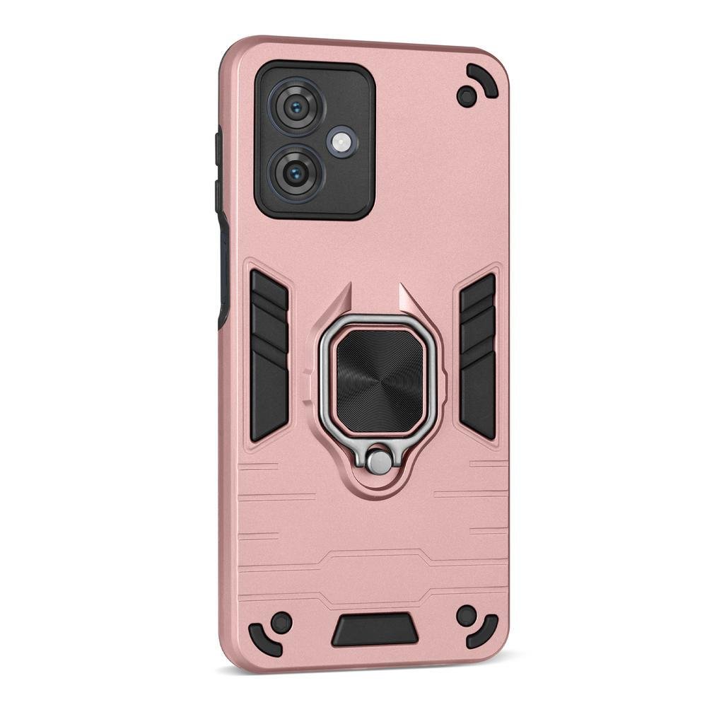 Capa Case Anel Para Motorola Moto G64+ Pelicula Hidrogel Cor:rose-gold