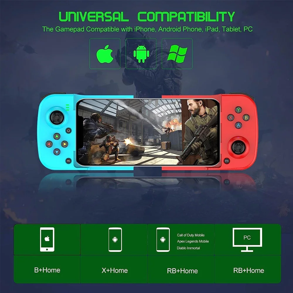 Gamepad Sem Fio Compatível Com Bluetooth Controlador De Jogo Esticador Joystick Para Telefones Celulares PC