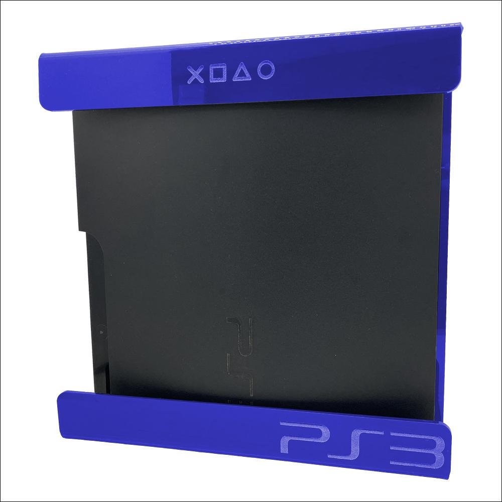 Suporte Parede Console Playstation 3 Slim - Ps3 Slim - Material Acrílico Azul Suporte Parede Console Playstation 3 Slim - Ps3 Slim - Material Acrílico Azul