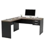 Mesa De Escritório Em L 1.60x1.50 Com Gaveteiro Tampo 30mm - Nogal