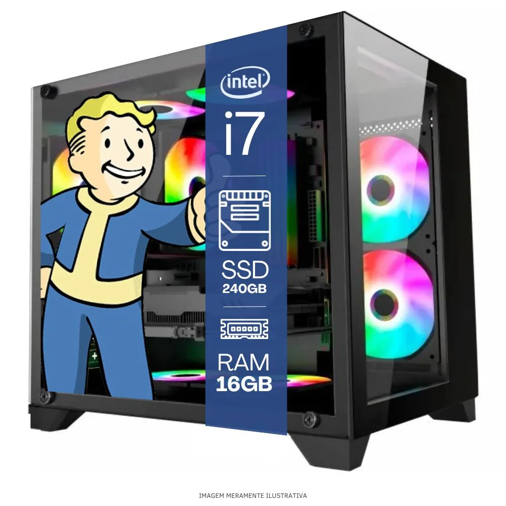 "Computador PC Gamer Completo Balão.info Intel Core I7 SSD 240GB 16gb Gabinete Aquário Teclado Mouse Mouse Pad E Headset Gamer Monitor 19"" WINDOWS 10 Pro Trial" - view 3