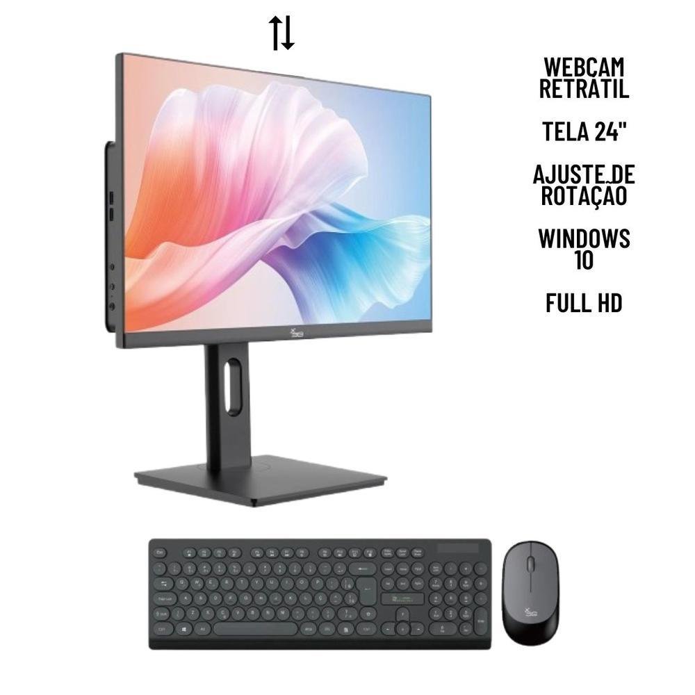 "Computador All In One I5 8GB Ram SSD 960gb Tela 24"" Com Webcam E Ajuste De Altura WINDOWS 10 - Preto" em Campinas - foto 3