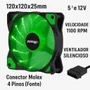 Cooler Fan Pontogg High Quality Verde 16 LEDs.