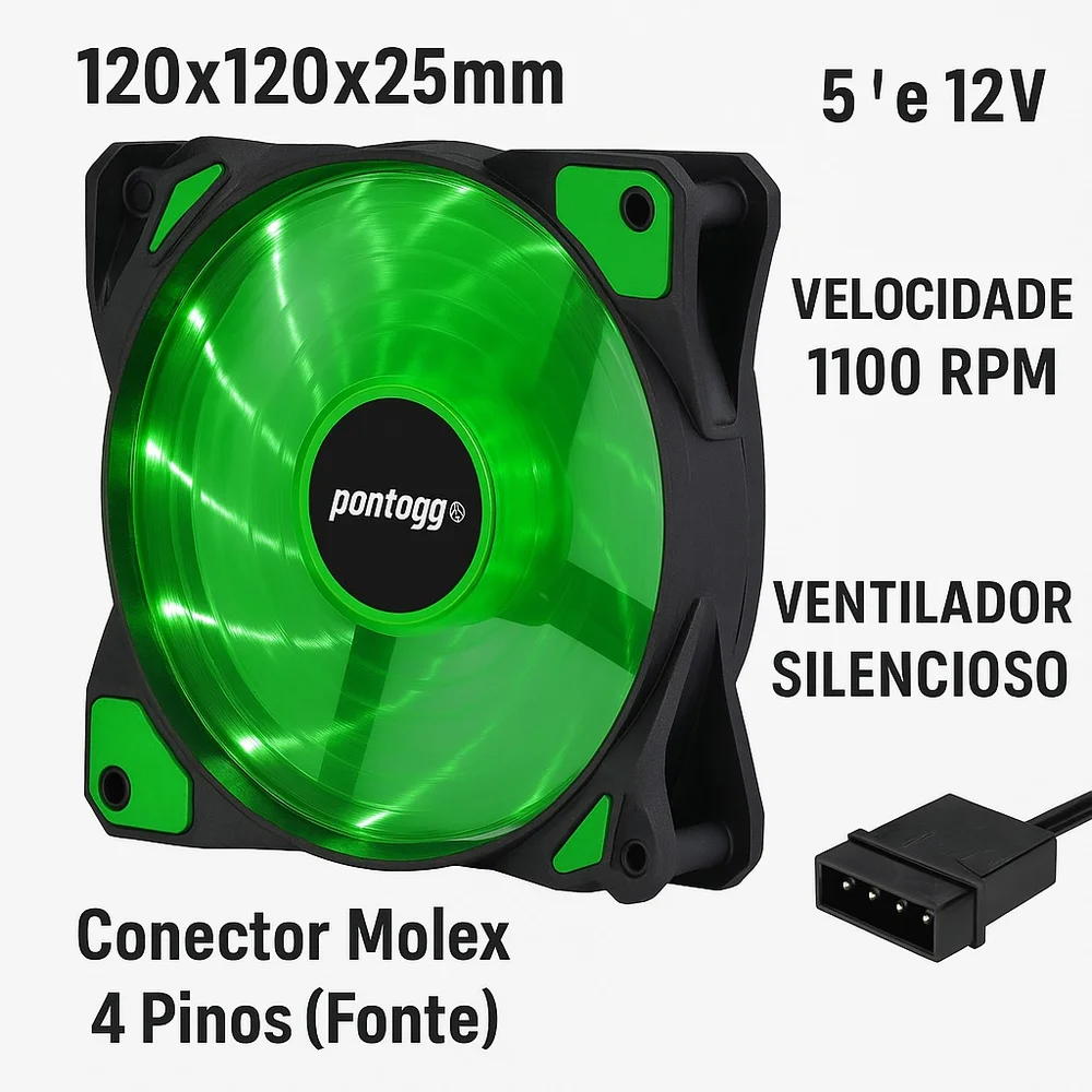 Cooler Fan Pontogg High Quality Verde 16 LEDs. Cooler Fan Pontogg High Quality Verde 16 LEDs.