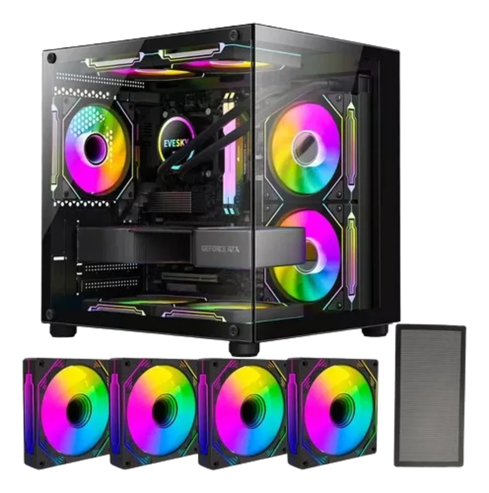 Gabinete Gamer Aquário Gb1796 Com 4 Cooler Fan LED RGB - Hayom Gabinete Gamer Aquário Gb1796 Com 4 Cooler Fan LED RGB - Hayom