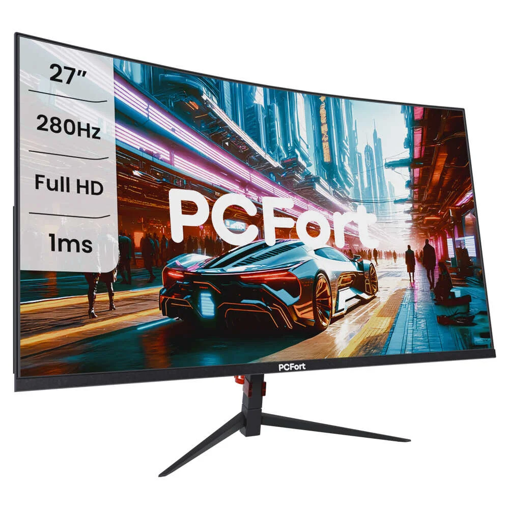 Monitor Gamer Curvo PCFort U270F 27", 1ms, 280Hz, LED Full HD, 100% sRGB, 2x HDMI. 2x Display Port, Freesync/Gsync