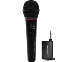Microfone De Mão Dinamico P10 Sem Fio E Com Fio Profissional Marblue Mb-6010