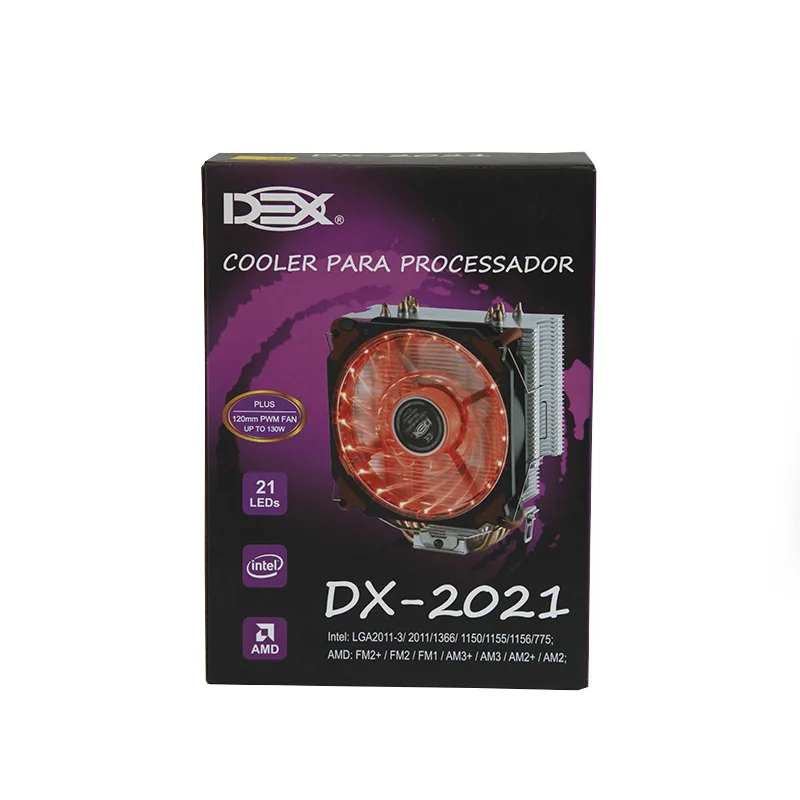 Cooler Para Cpu Universal Com 21 Leds Azul Dx-2021 socket 1366/ 1150/ 1156/ 775 - AMD: FM2+/ FM2/ FM1/ AM3+/ AM3/ AM2+/