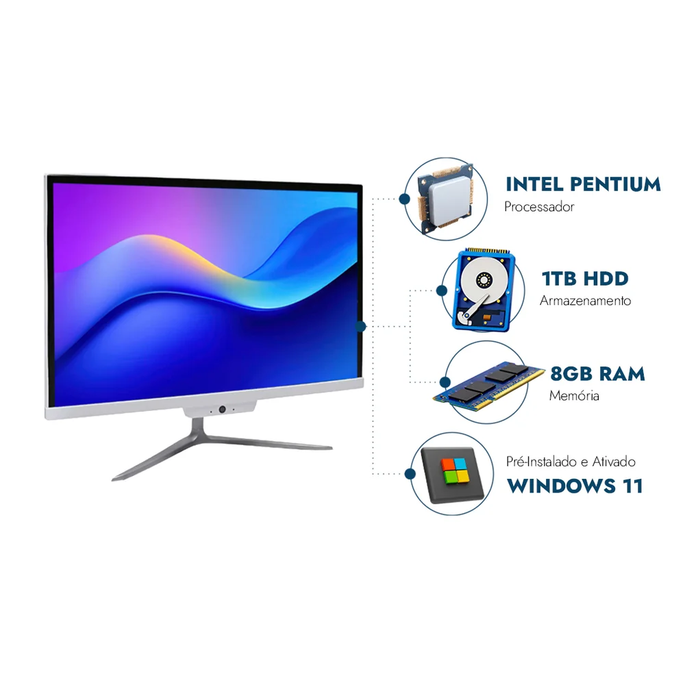"Computador All In One 21,5"" Intel Pentium, 8GB Ram, Hd 1TB, Webcam, Wi-fi, Bluetooth" em Campinas - foto 5