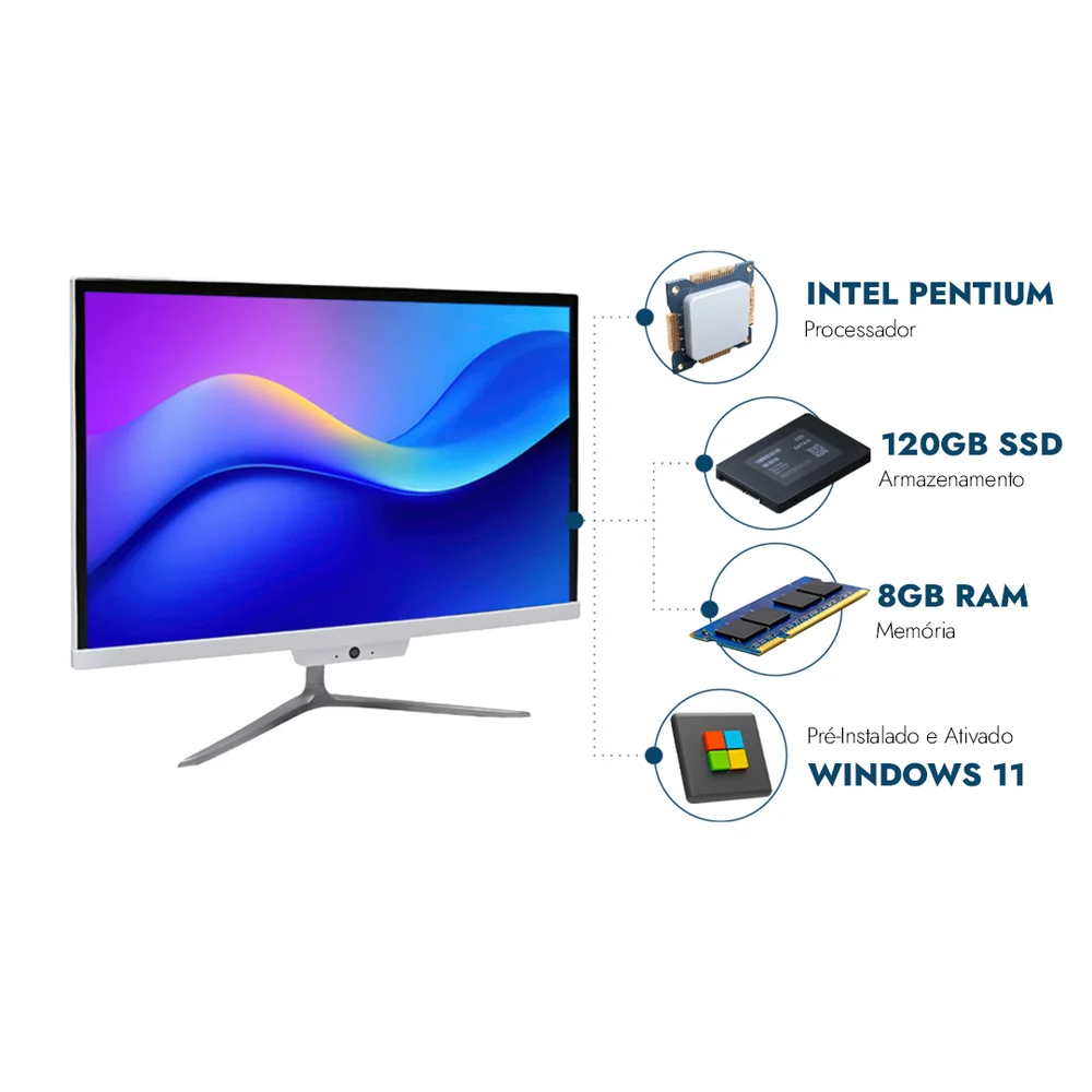 "Computador All In One 21,5"" Nextpc Intel Pentium, 8GB Ram, SSD 120GB, Webcam, Wi-fi, Bluetooth" em Campinas - foto 3