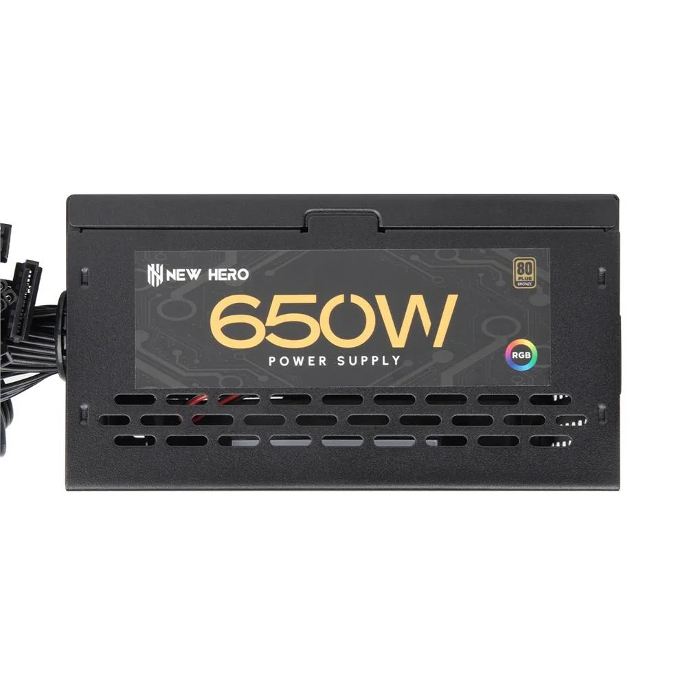 Fonte New Hero Tesla, RGB, 650w, 80 Plus Bronze, Pfc Ativo, Preto Fonte New Hero Tesla, RGB, 650w, 80 Plus Bronze, Pfc Ativo, Preto