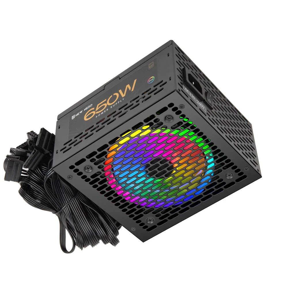 Fonte New Hero Tesla, RGB, 650w, 80 Plus Bronze, Pfc Ativo, Preto Fonte New Hero Tesla, RGB, 650w, 80 Plus Bronze, Pfc Ativo, Preto