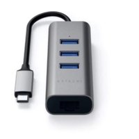 Hub Usb-c Satechi 3 Portas Usb-a + Ethernet Rede Space Gray