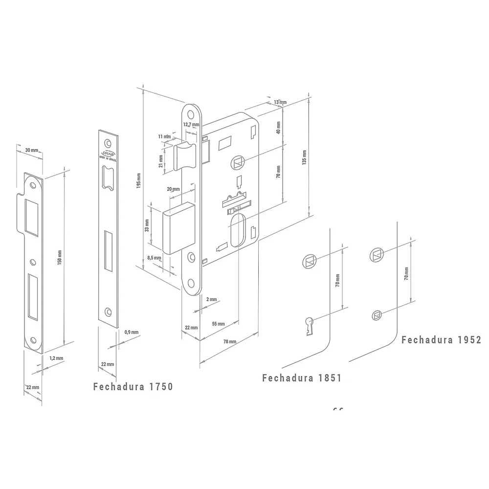 Fechadura Duna 2 Externa 55mm Cromo Acetinado M0915z R0069 Ez1750 Imab