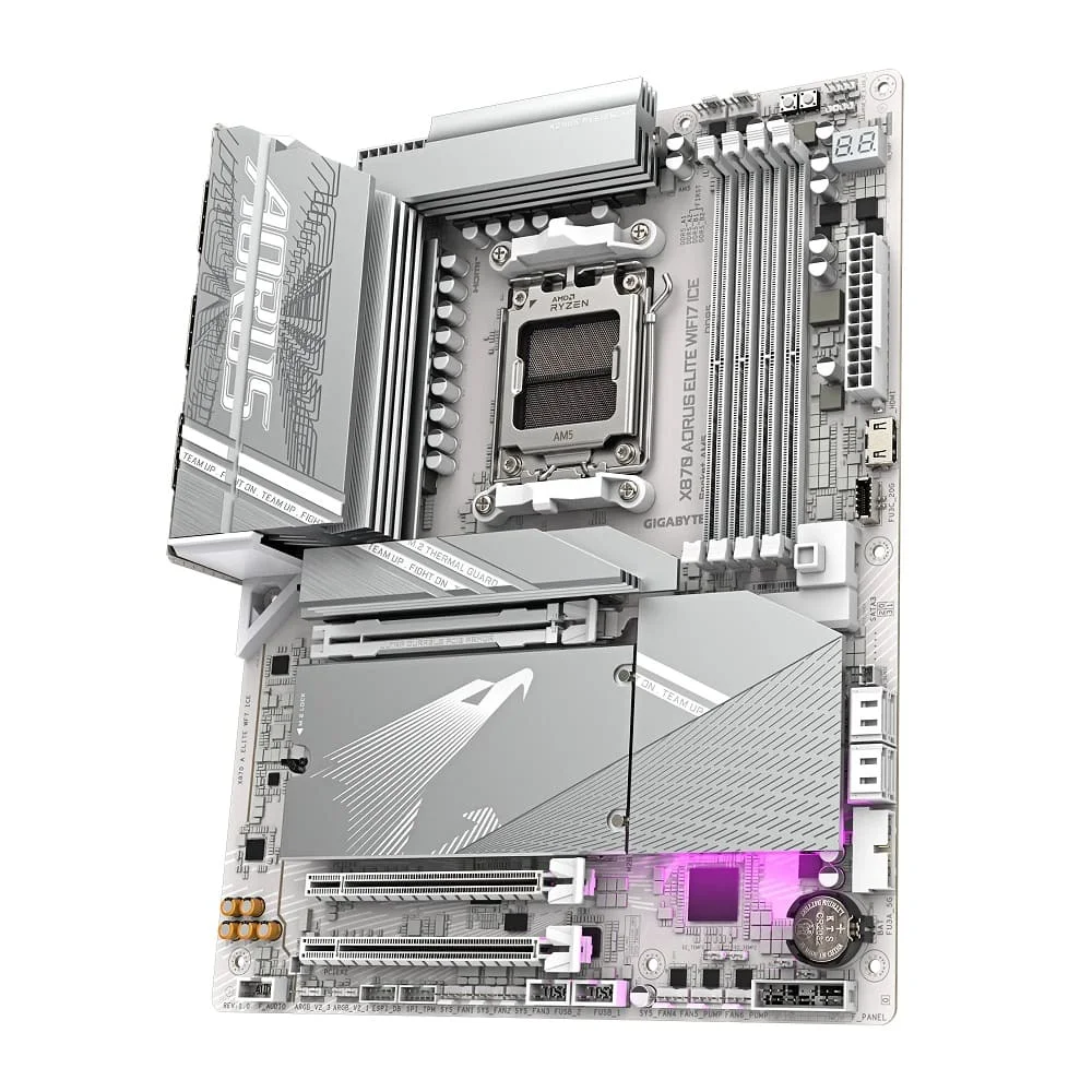 Placa Mãe Gigabyte X870 Aorus Elite Ice Wifi 7 Am5 4xDDR5 Chipset X870 Atx
