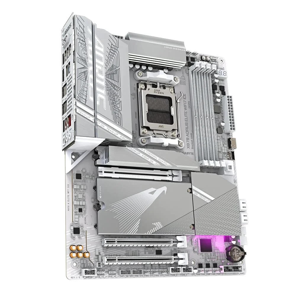 Placa Mãe Gigabyte X870 Aorus Elite Ice Wifi 7 Am5 4xDDR5 Chipset X870 Atx
