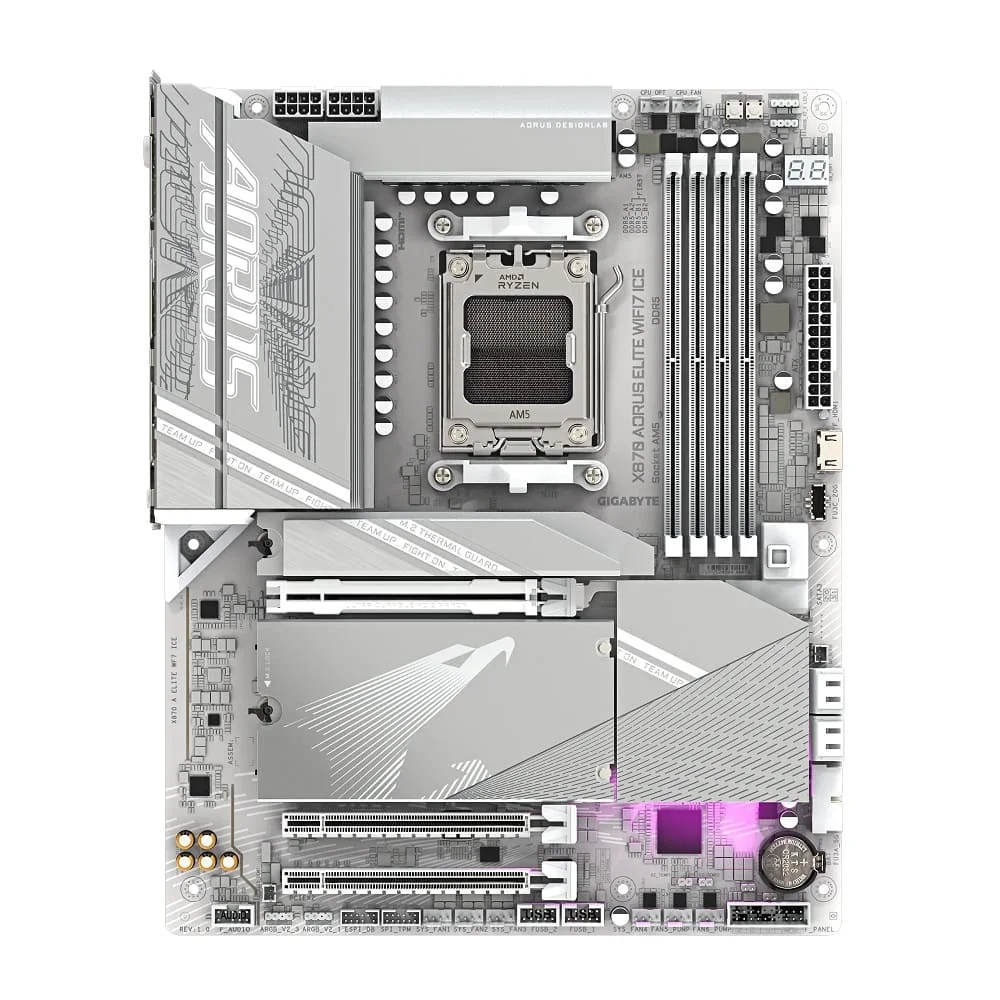 Placa Mãe Gigabyte X870 Aorus Elite Ice Wifi 7 Am5 4xDDR5 Chipset X870 Atx