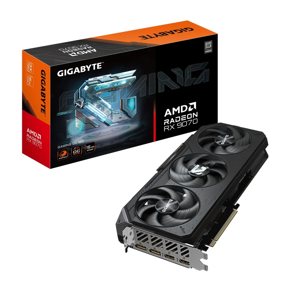 Placa De Vídeo Gigabyte Amd Radeon Rx 9070 Gaming Oc 16gb Gddr6 256bit
