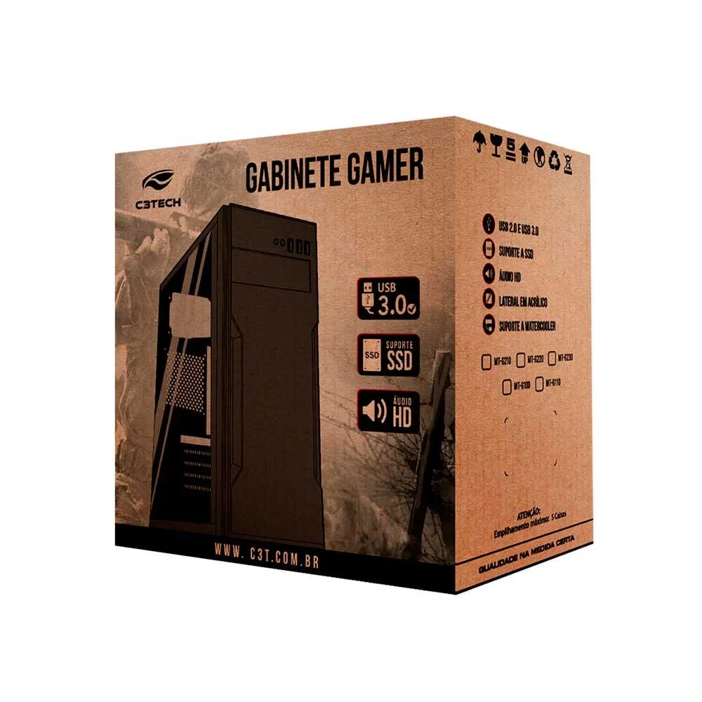 Gabinete Gamer C3tech Mt-g110bk Sem Fonte Preto Gabinete Gamer C3tech Mt-g110bk Sem Fonte Preto