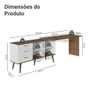 Escrivaninha Em L Mesa Para Computador Gamer 3 Gavetas Branco/rustic Lisboa Madesa