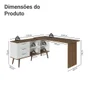 Escrivaninha Em L Mesa Para Computador Gamer 3 Gavetas Branco/rustic Lisboa Madesa