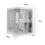 Gabinete Branco Gamer Mini Tower Vidro, 5 Slots De Expansão, Entrada Usb 3.0 P2, Painel Transparente, Home Office, Escritório