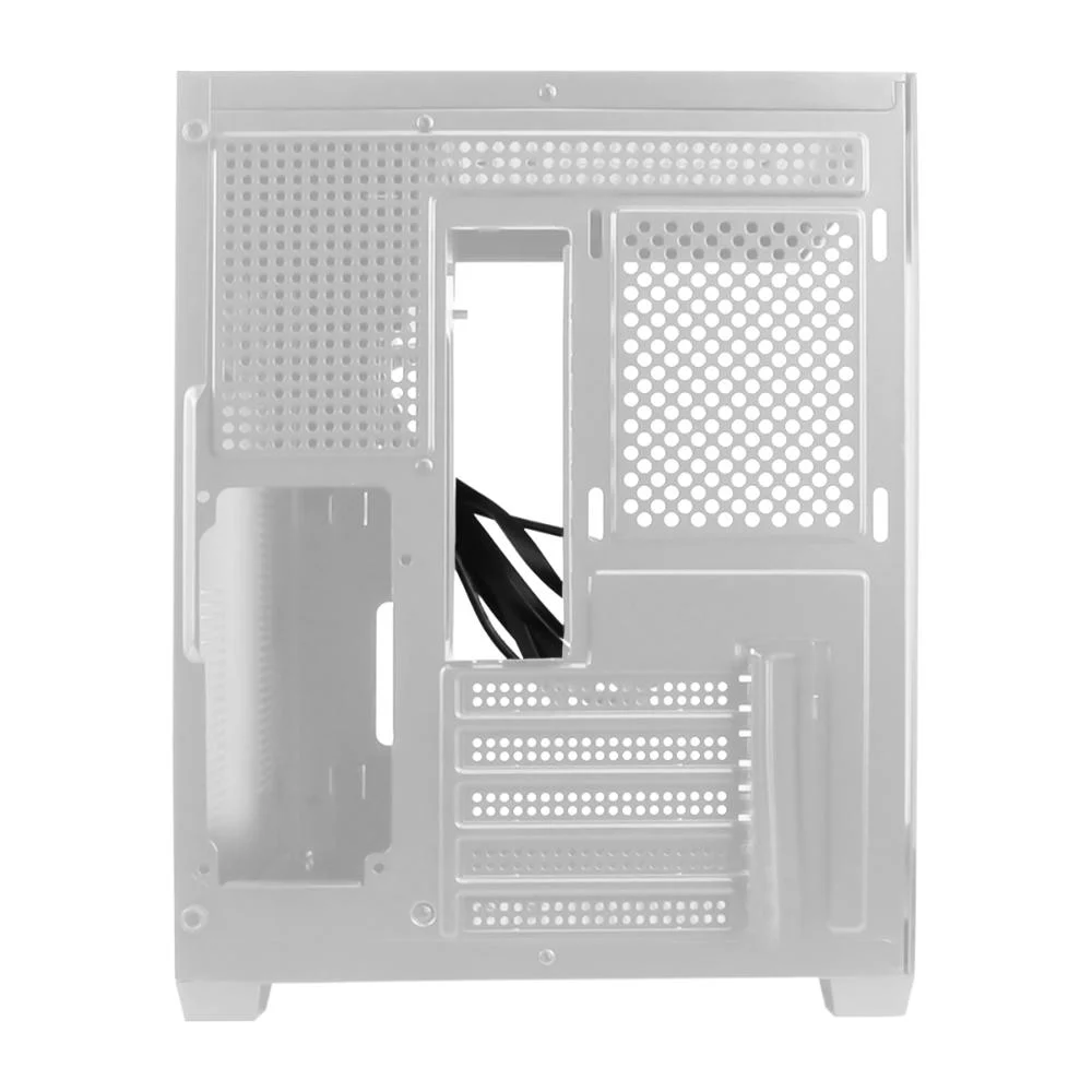 Gabinete Branco Gamer Mini Tower Vidro, 5 Slots De Expansão, Entrada Usb 3.0 P2, Painel Transparente, Home Office, Escritório