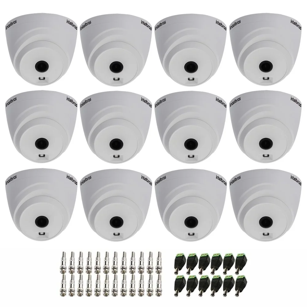 Kit 12 Câmeras Intelbras Vhl 1120 D Hd 720 3.6mm, Visão Noturna 20m + Conectores Kit 12 Câmeras Intelbras Vhl 1120 D Hd 720 3.6mm, Visão Noturna 20m + Conectores