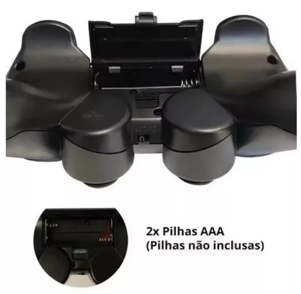 Controle sem Fio com Adaptador Compativel Playstation 2 Cor Preto Controle sem Fio com Adaptador Compativel Playstation 2 Cor Preto