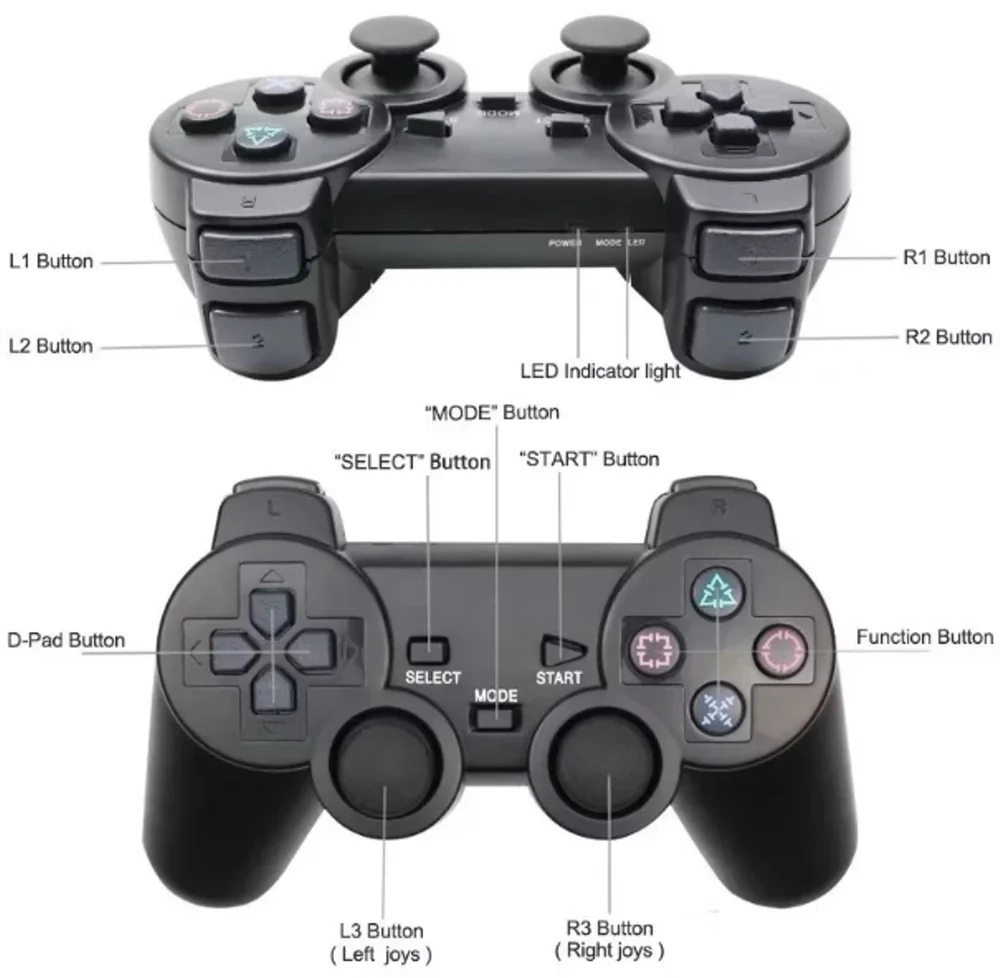 Controle sem Fio com Adaptador Compativel Playstation 2 Cor Preto Controle sem Fio com Adaptador Compativel Playstation 2 Cor Preto