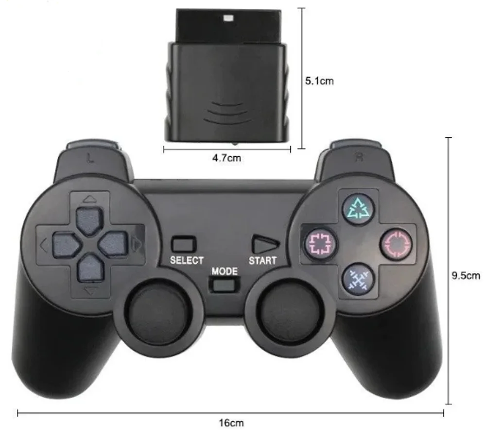 Controle sem Fio com Adaptador Compativel Playstation 2 Cor Preto Controle sem Fio com Adaptador Compativel Playstation 2 Cor Preto