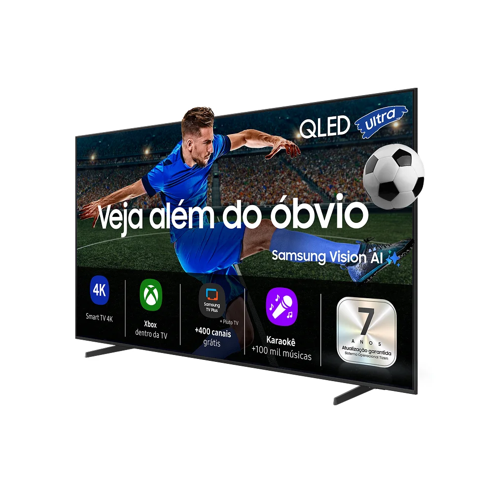 Samsung Vision AI TV 55" QLED Ultra 4K QEF1 2025, Pontos Quânticos, Processador com AI, Art Store, Alexa