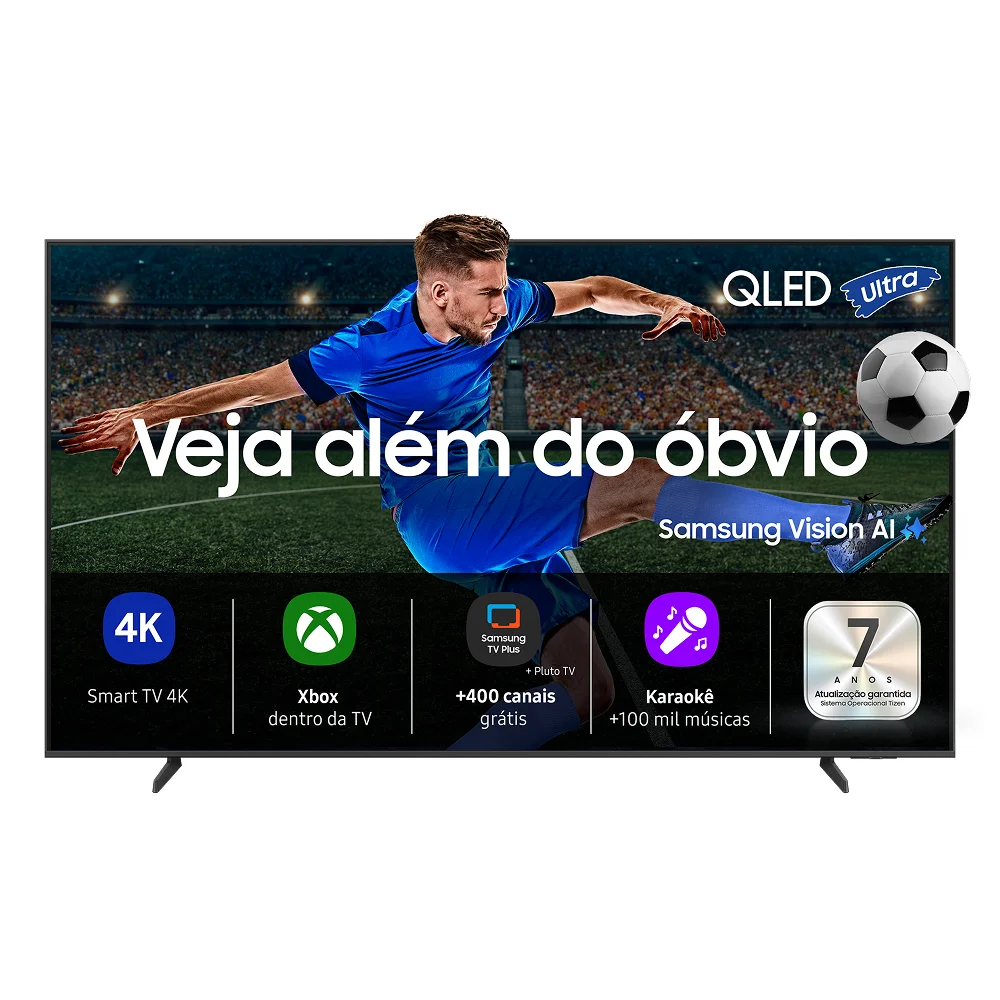 Samsung Vision AI TV 55" QLED Ultra 4K QEF1 2025, Pontos Quânticos, Processador com AI, Art Store, Alexa Samsung Vision AI TV 55" QLED Ultra 4K QEF1 2025, Pontos Quânticos, Processador com AI, Art Store, Alexa