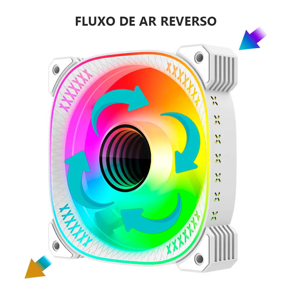 Cooler Fan Reverse Ty1 Led Infinito, Pwm 4 Pinos, ARGB 5v 3 Pinos, 120mm, Branco, Coolmoon CM-TY1-W-R