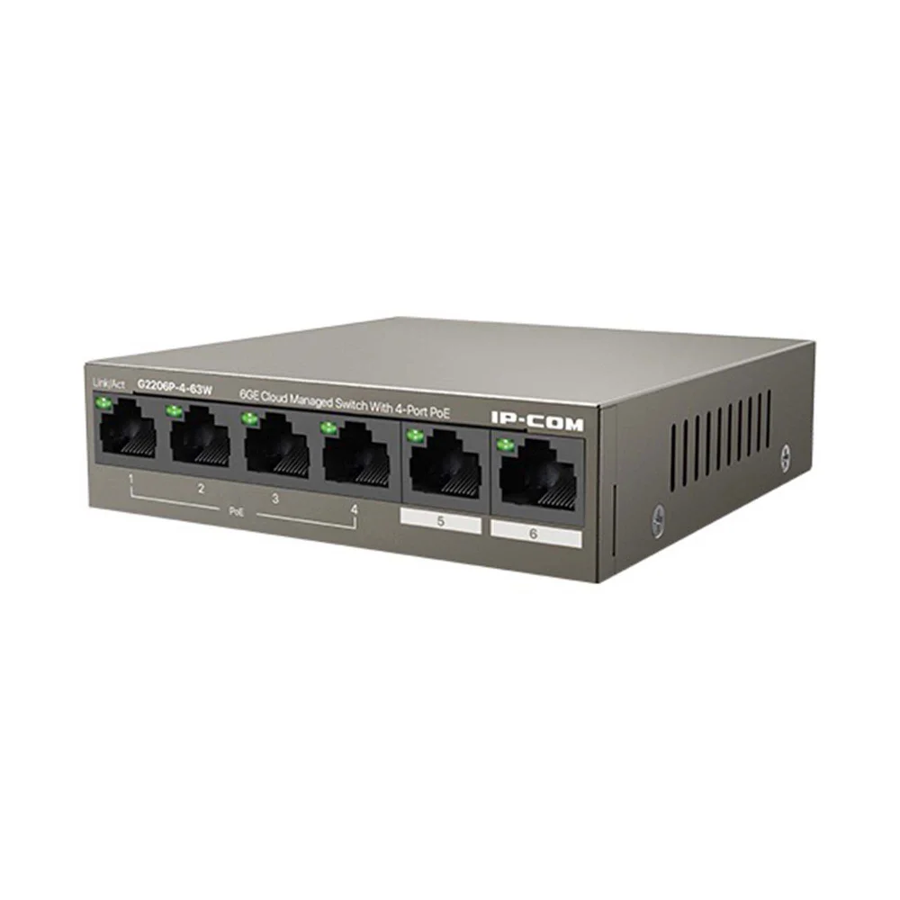 Switch Ip-com G2206p-4-63w Gigabit 4 Portas Poe 6ge Gerenciável Em Nuvem 10/100/1000