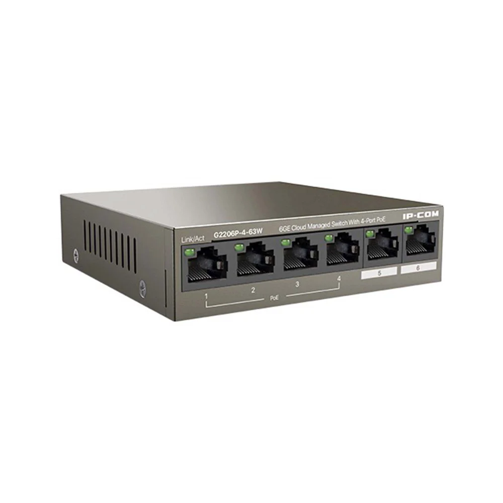 Switch Ip-com G2206p-4-63w Gigabit 4 Portas Poe 6ge Gerenciável Em Nuvem 10/100/1000