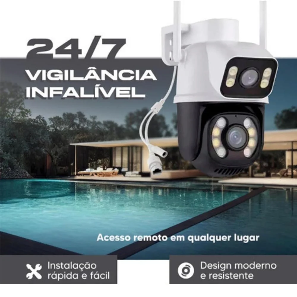 Câmera Ip Sem Fio De Segurança Externa Hd 3mp Visão Noturna Infravermelha