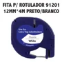 3x Fita Plástica 91201 P/ Rotuladora Dymo Letratag Etiqueta Cor Branco