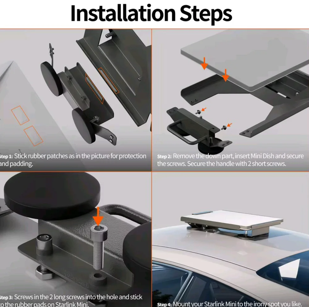 Kit de Montagem Starlink Mini Magnética para Carros e Caminhões