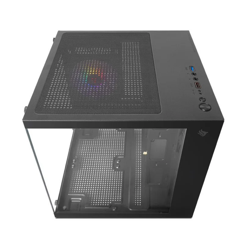 Gabinete Gamer Pichau Atom Mini-tower Lateral De Vidro Com 1 Fan Preto - Pg-atom-bk