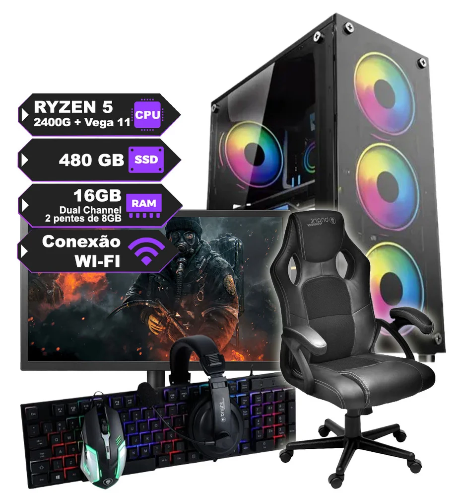 ゲーミング　セットアップ Setup Gamer Completo Ryzen 5 Monitor 20 Kit