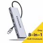 Hub Usb Essager 8 Em 1 Docking Station Usbc Com Armazenamento Para Macproair M1m2 - Cinza