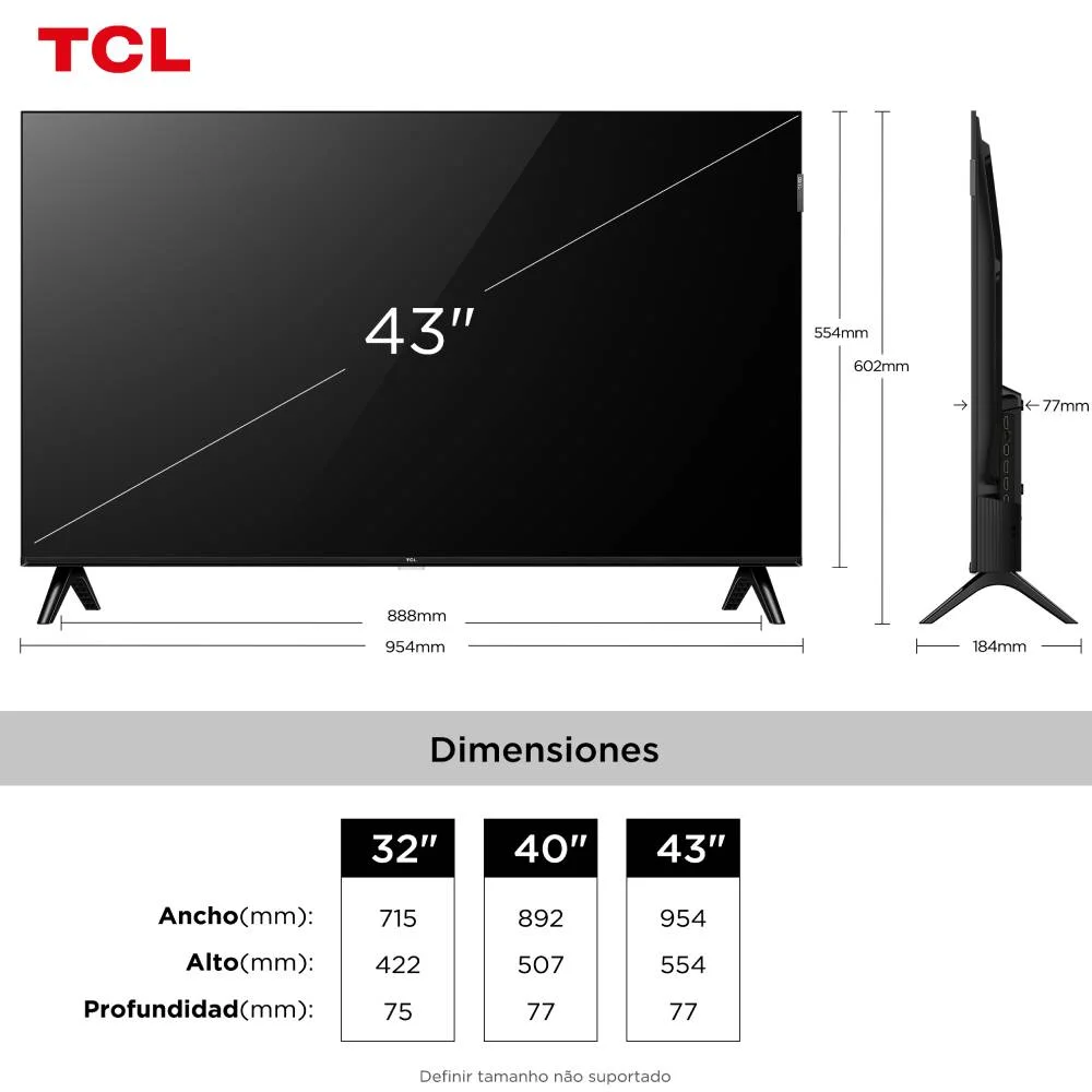 Smart TV TCL 43 Polegadas Full HD QLED S5K WiFi Bluetooth Google TV 2 HDMI HDR10 Dolby Audio 43S5K - view 3