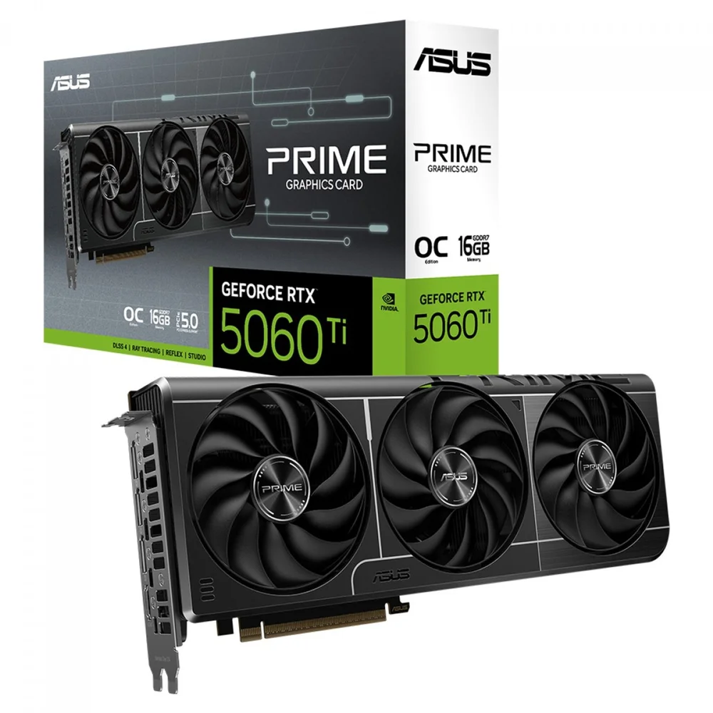 Placa De Vídeo Asus Prime Nvidia Geforce RTX 5060 Ti Oc, 16gb, Gddr7, Dlss, Ray Tracing, Prime-RTX5060ti-o16g